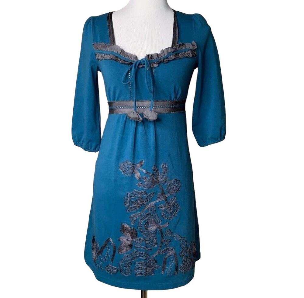Miss Me Elbow Sleeve Satin Embellished Dress NWOT